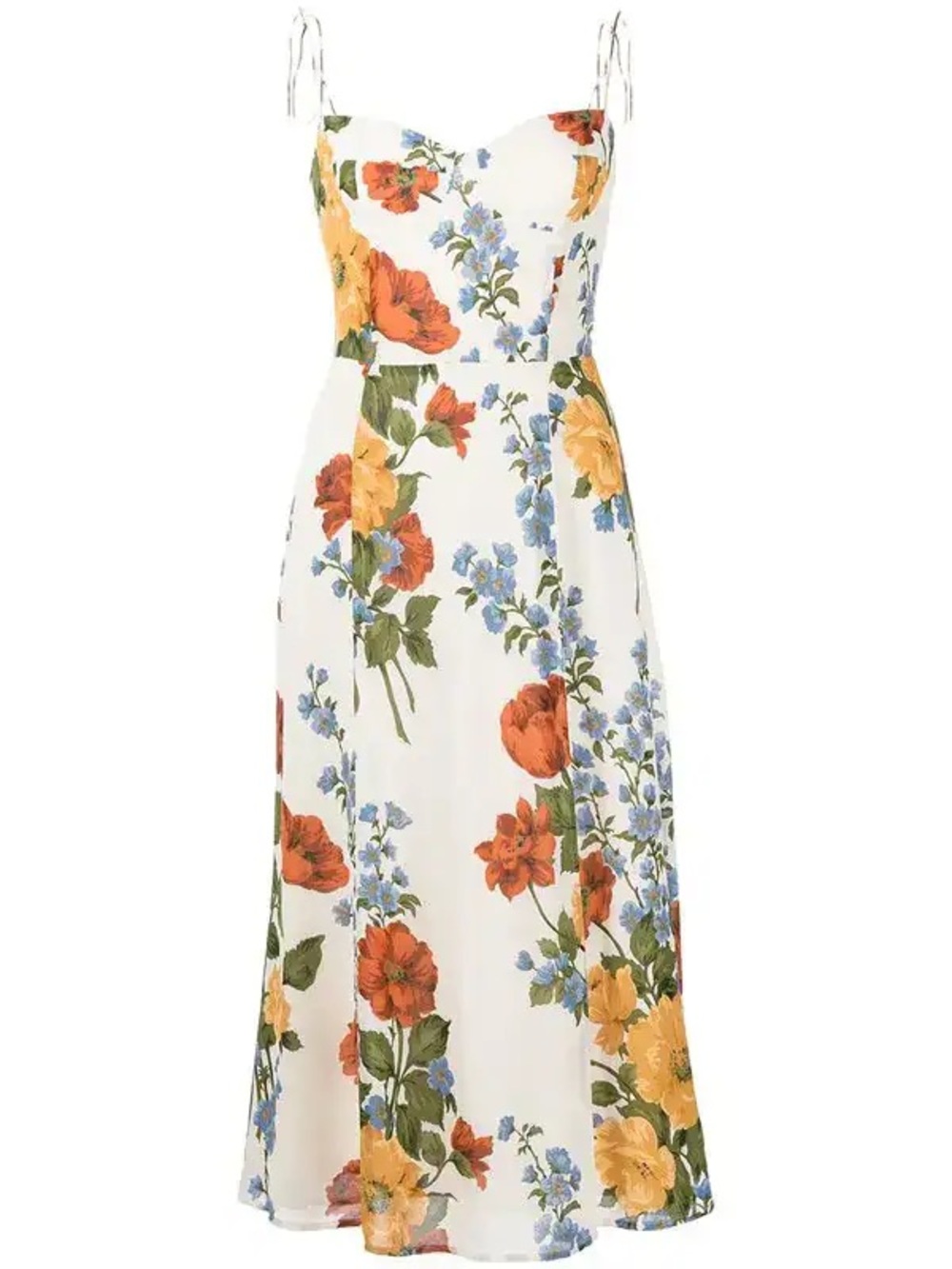 Reformation Juliette Midi Dress Formosa Floral Size 10 Sweetheart Tie Strap - Picture 2 of 15